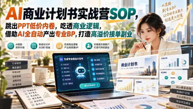 AI商业计划书实战营SOP，跳出PPT低价内卷，吃透商业逻辑，借助AI全自动产出专业BP，打造高溢价接单副业-51云资源
